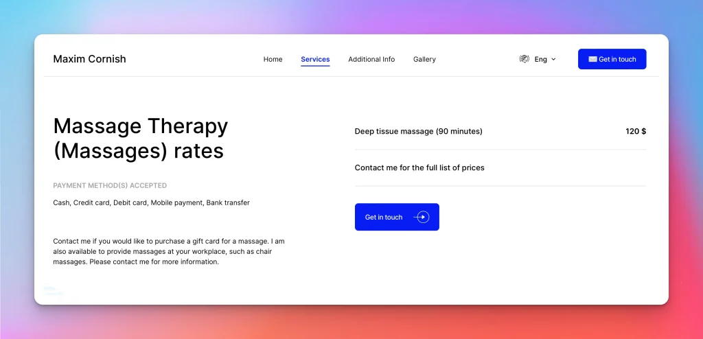 add your service rates to your website