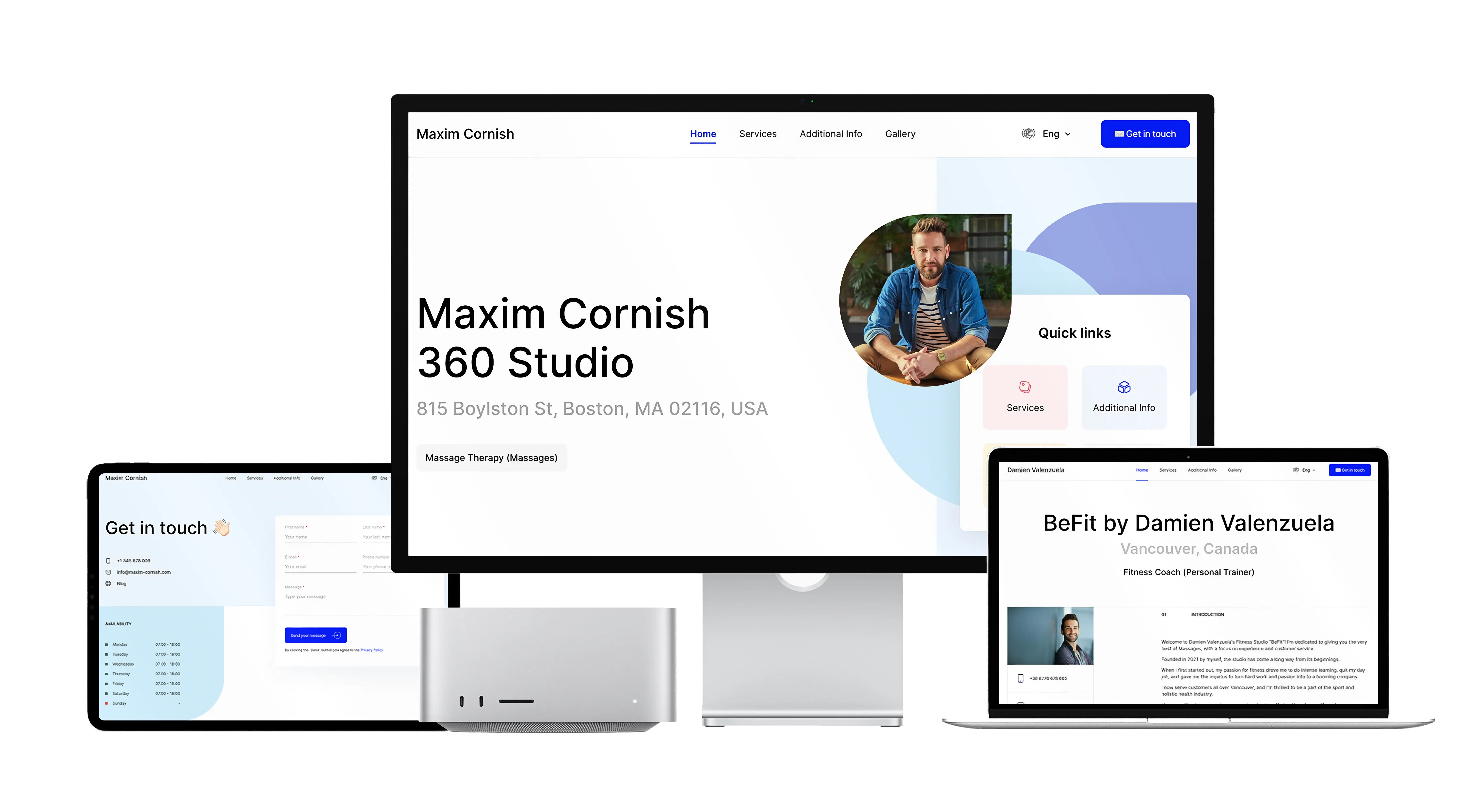 Mockup of a website created using Webfolio website builder.