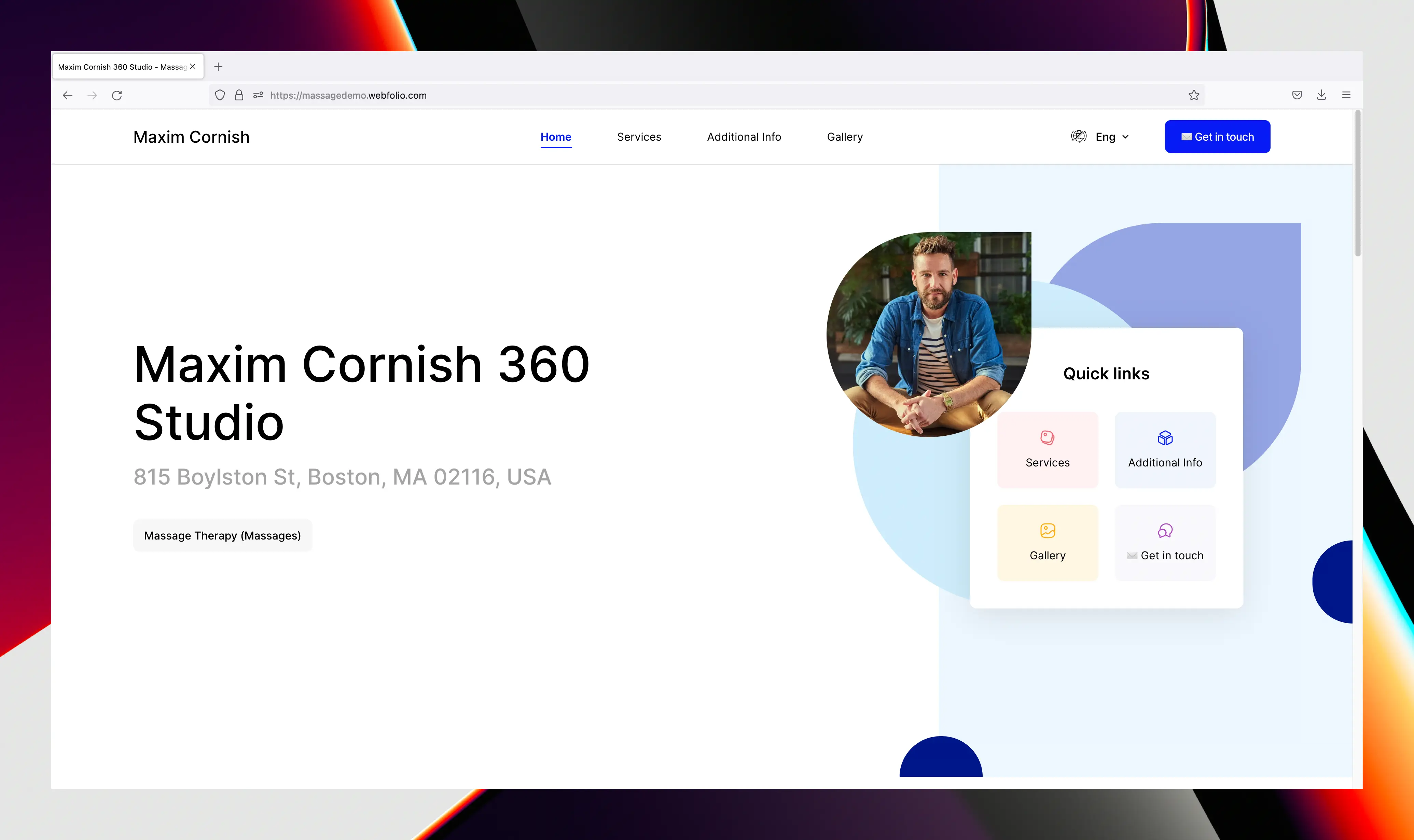 Landing page (blue)