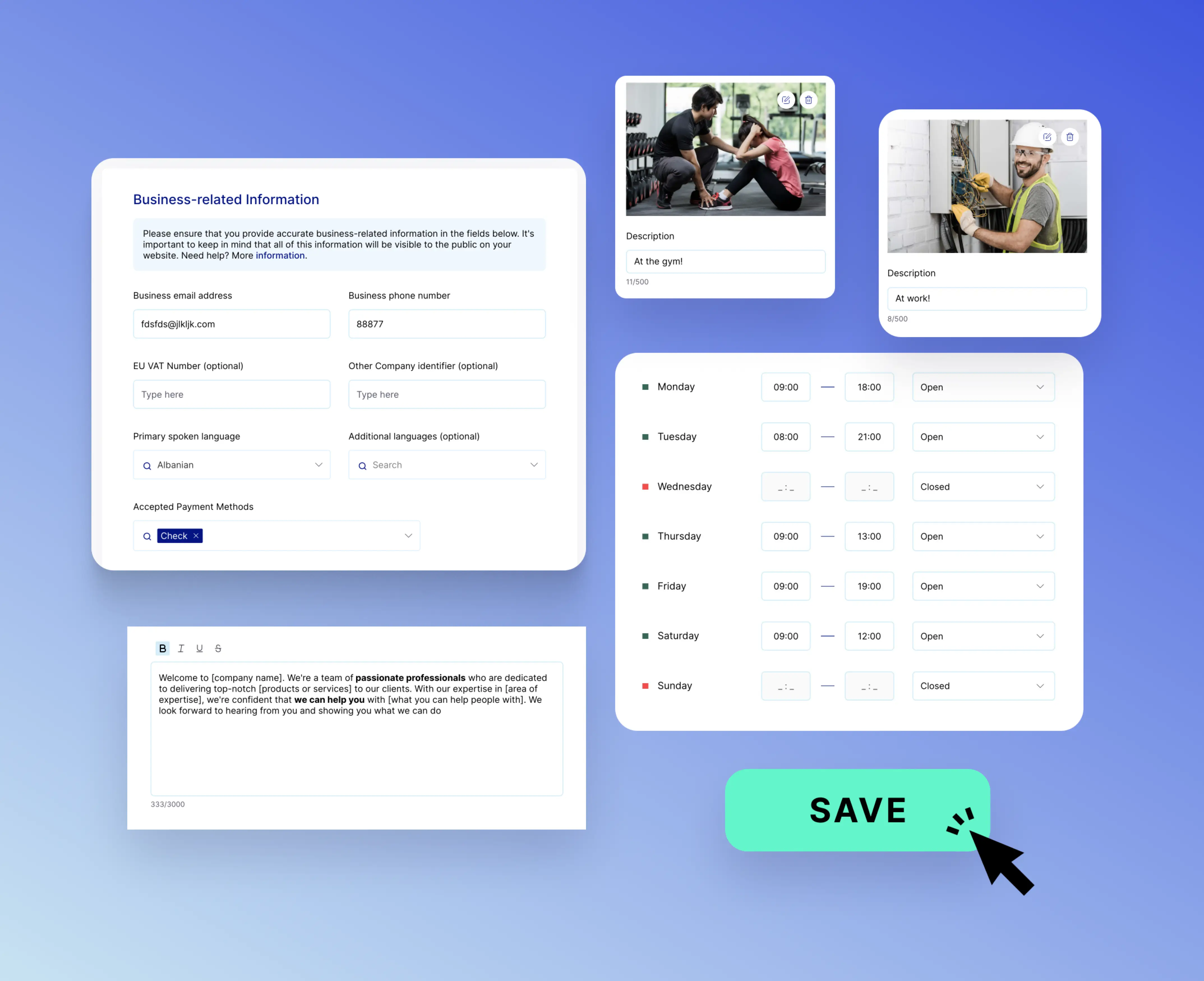 Minimalist & Modern Website Template for Small Businesses 4 Create a website and easily edit your website data to keep it up-to-date